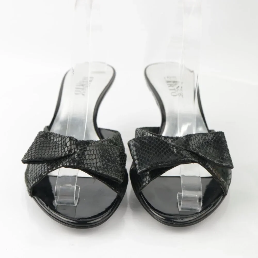 Franco Sarto Womens Narate Sandal Size‎ 9.5 Black Python Cone Heel Mule Slide